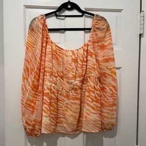 DR2 Orange Animal Print Blouse